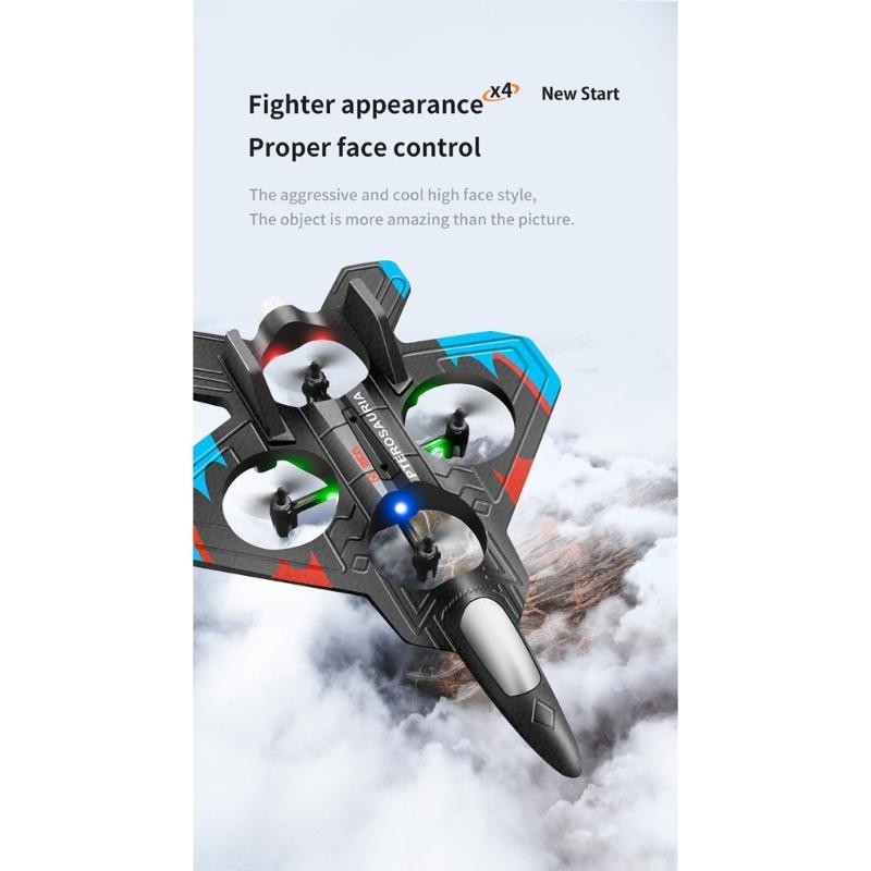 Remote Control Foam Jet Fighter Stunt Plane with LED Lights Perfect for Kids and Teens Ages 6-14