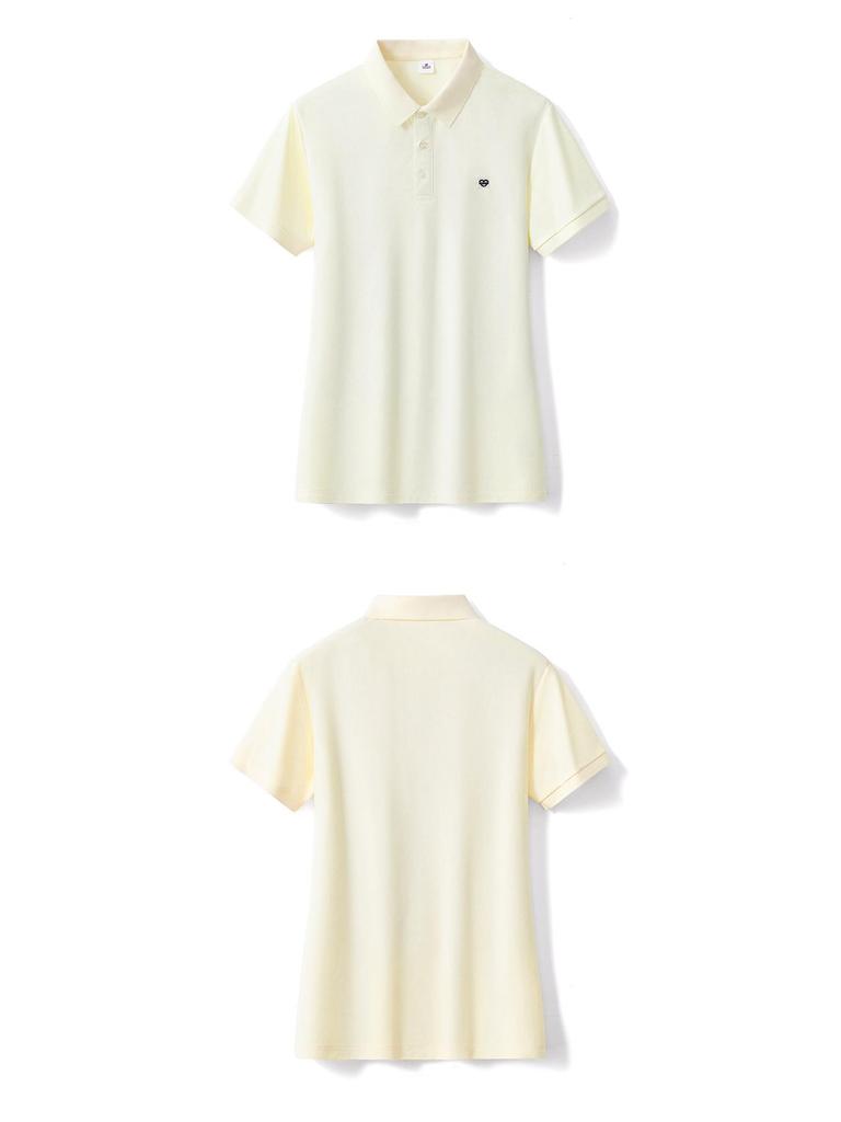 Korean Smiley Embroidered Heavy-Duty Cotton Lapel Polo Shirt for Women
