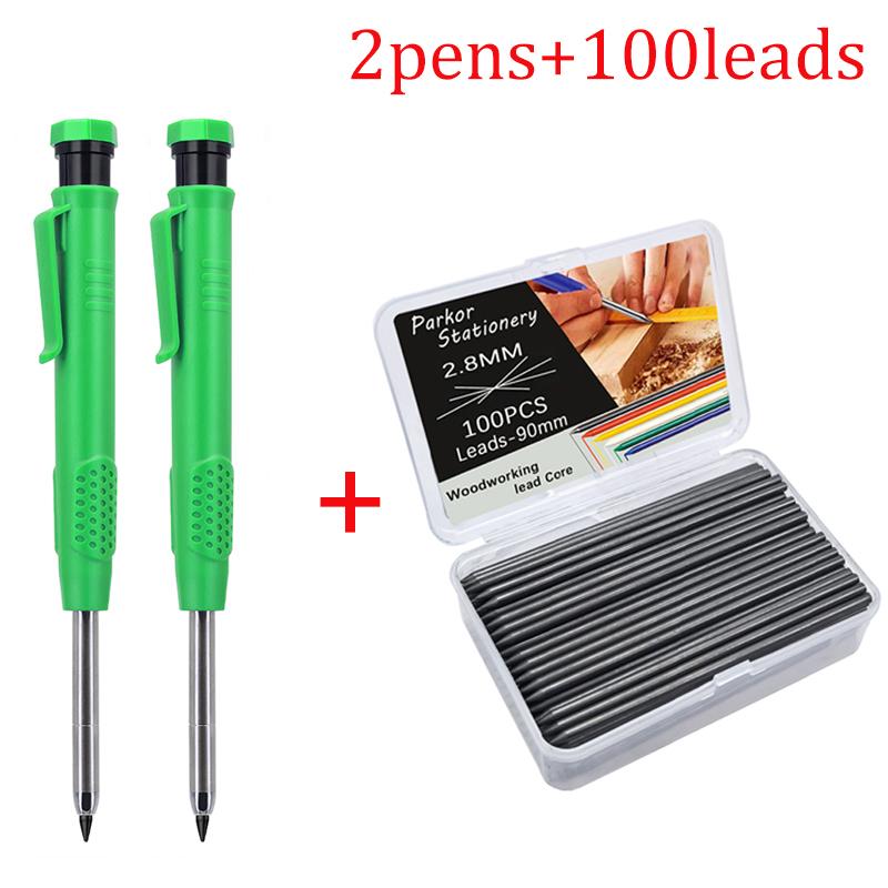 2.8mm Carpenter Pencil Set with100leads,Deep Hole Woodworking Marking Pencil Architects Drawing Tool,For Carpenters Engineering