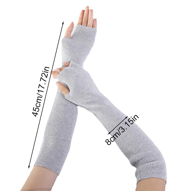 1 para rękawków jesienno-zimowych ocieplaczy na ramiona, outdoorowe długie rękawiczki bez palców na nadgarstek, miękkie w jednolitym kolorze, chroniące przed zimnem, rękawy na kostkę i nadgarstek