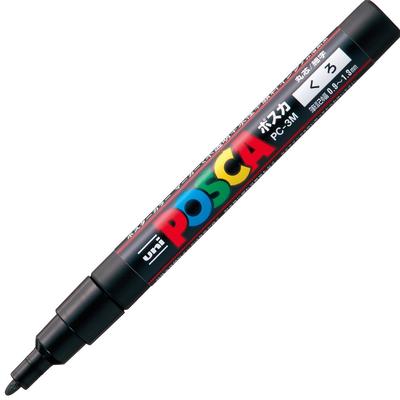 Mitsubishi Pencil Posca Fine Round 10 Pens Water-Based Pen, Point, Tip, PC3M.24, Black,