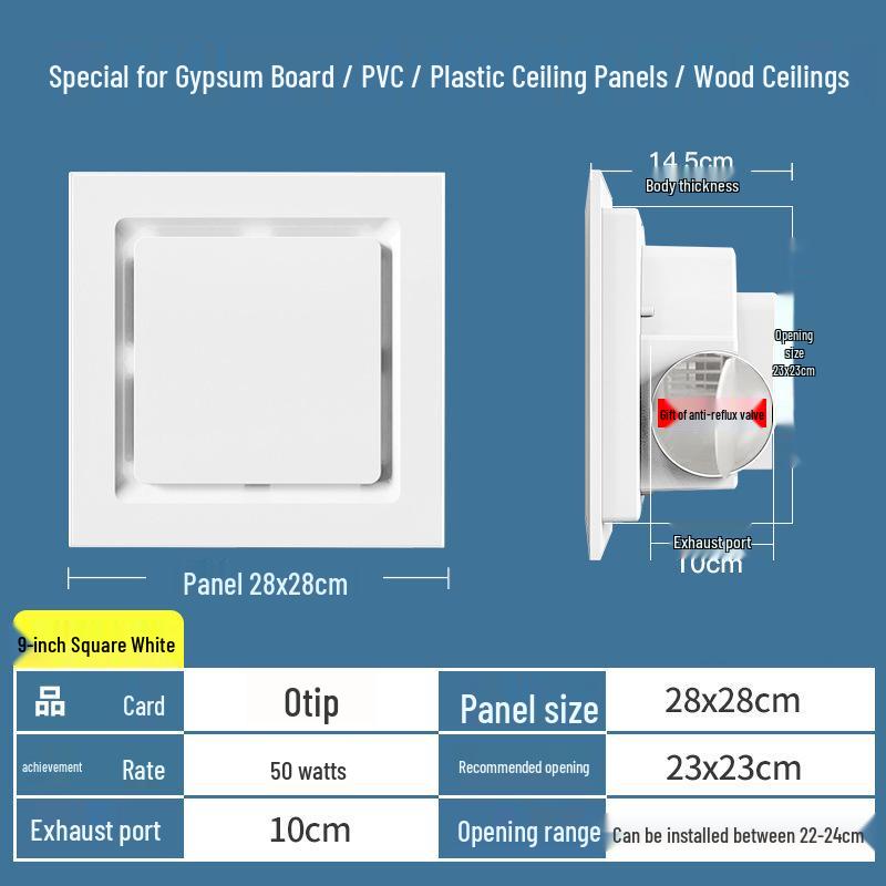 Chess & Card Room Ventilation Fan: Powerful, Silent Ceiling-Mounted Exhaust for Kitchen & Bathroom