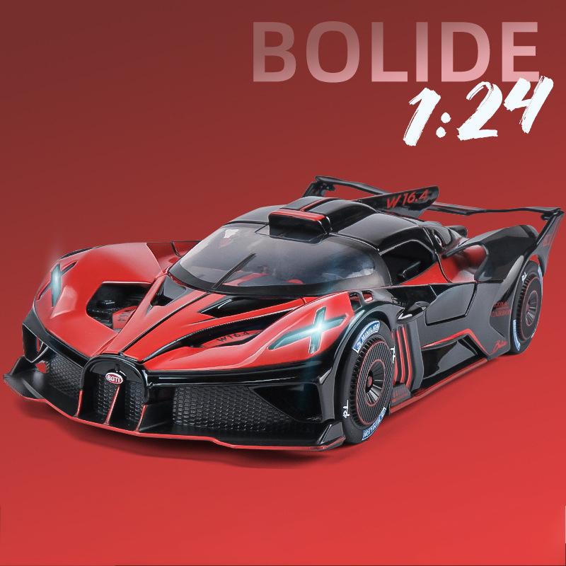 1:24 Bugatti Bolide Alloy Sport Car Model Diecast Sound And Light Pull Back  Toy Collecting Hobbies Children's Birthday Toy Gift