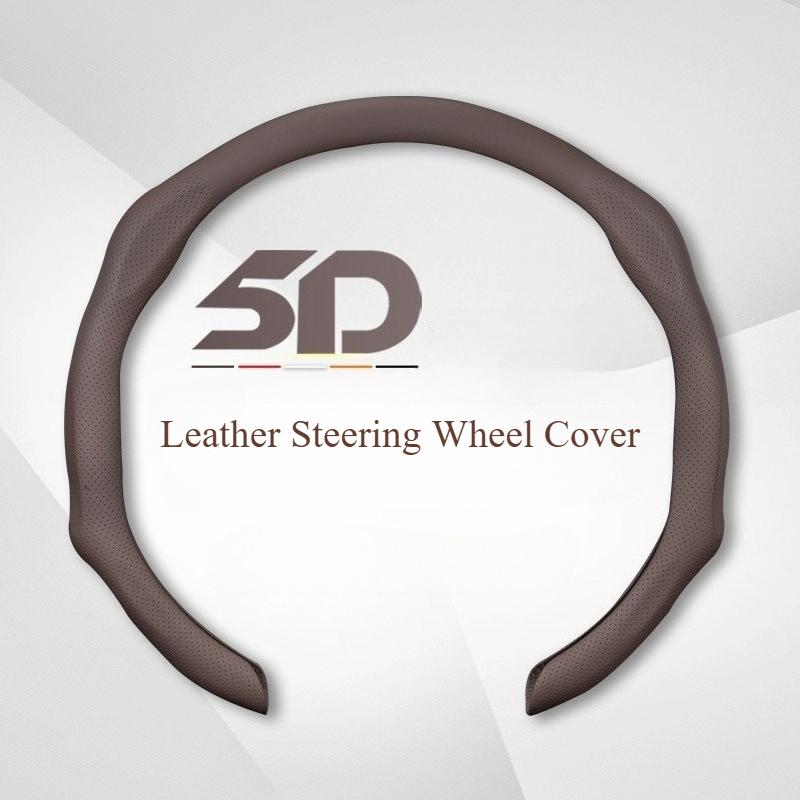 38cm Breathable Suede Steering Wheel Cover Non-Slip Sweat Absorbing All-Season Sports Car Handle Cover for Men & Women