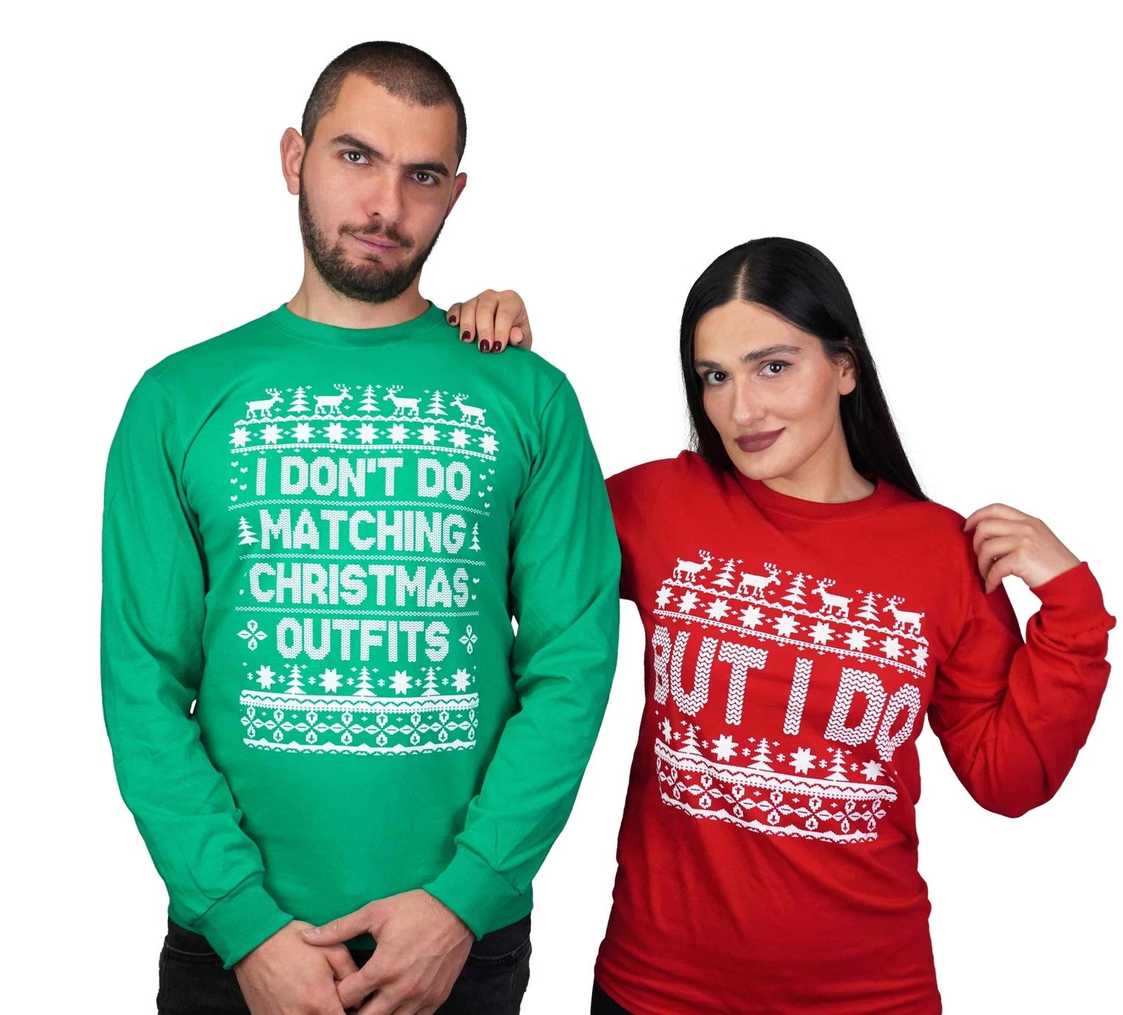 Christmas matching green red funny shirts matching outfits but I do tees L