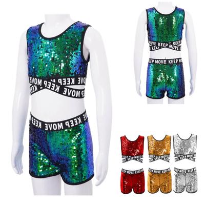Girls' Kids 2 Piece Set Dance Sport Outfits Criss Cross Straps Top and Shorts Gymnastics Dancing Clothes