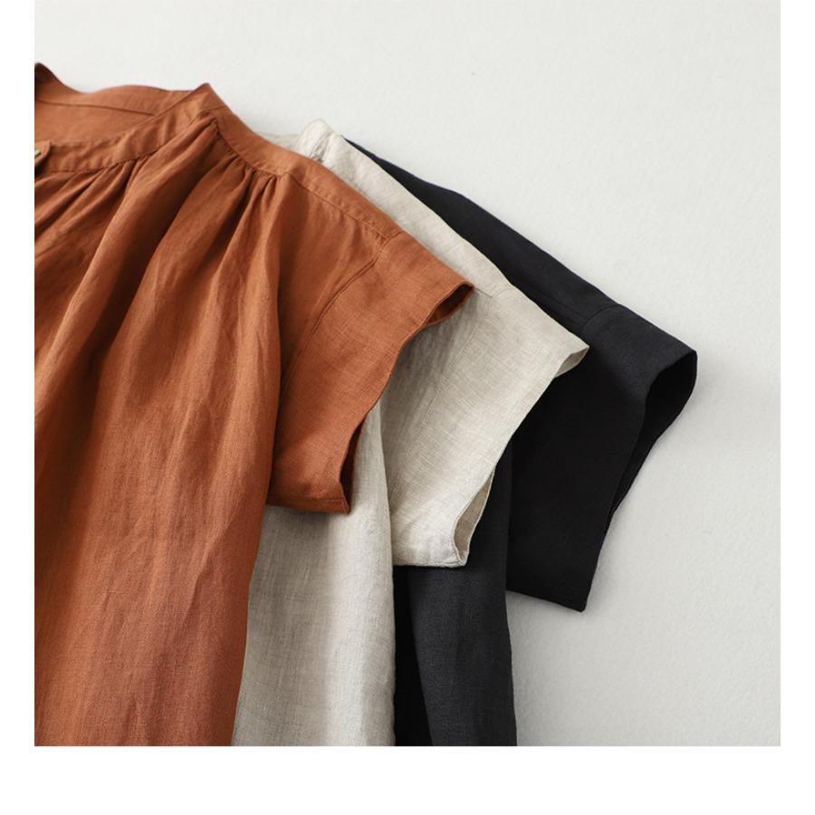 Summer Casual Japanese Women Pleated Short Sleeve Dress Vintage Loose Comfortable A-line Mid Length Dresses