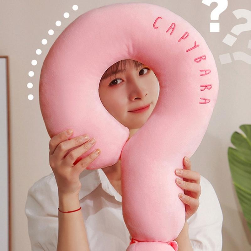 Flexible Shape Cushions Pillow,Soft Cotton,3D Question Mark Pillow Neck Pillow Neck Relief for Office Travel Use