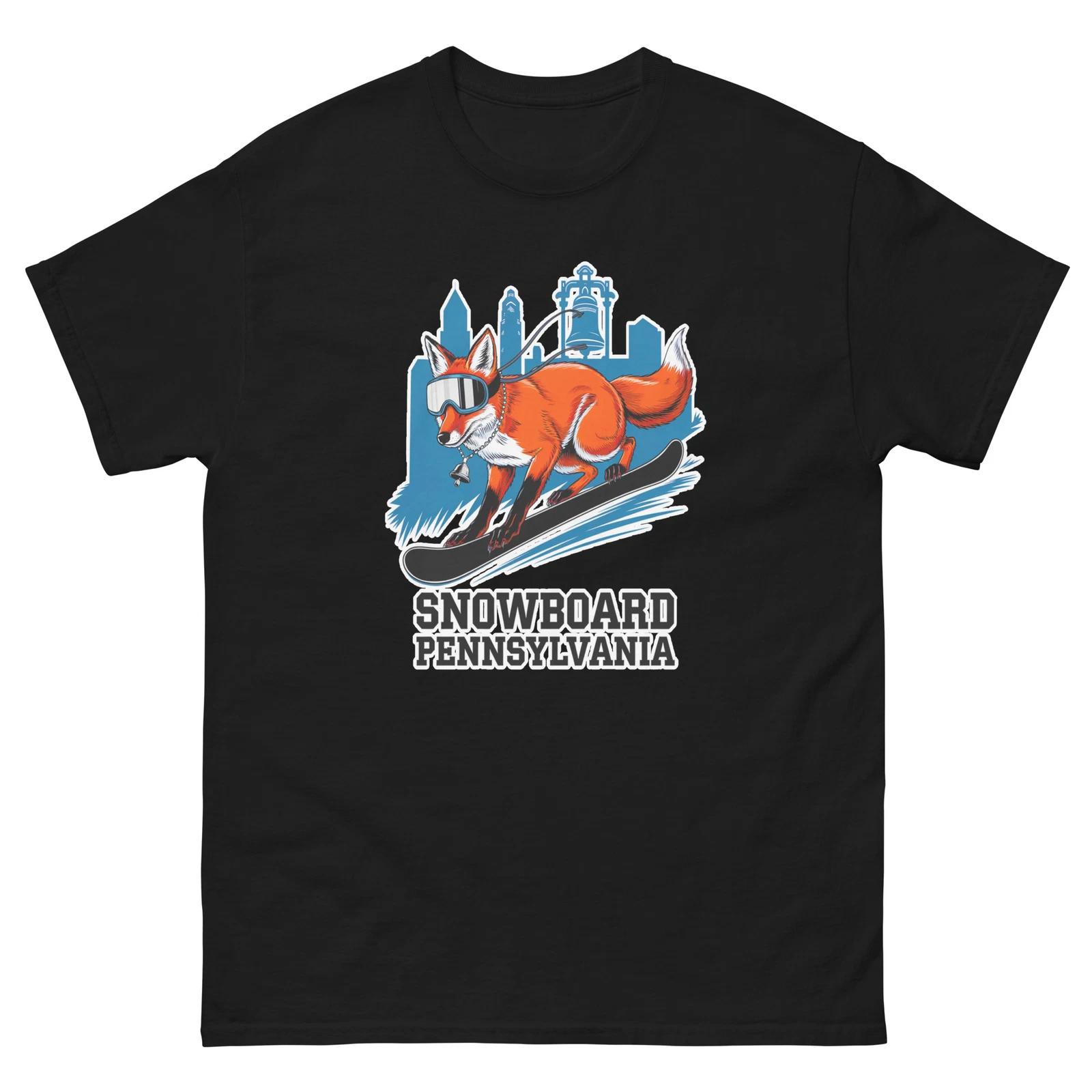 Snowboard Pennsylvania Fox USA Snowboarding Animal T-Shirt 2XL