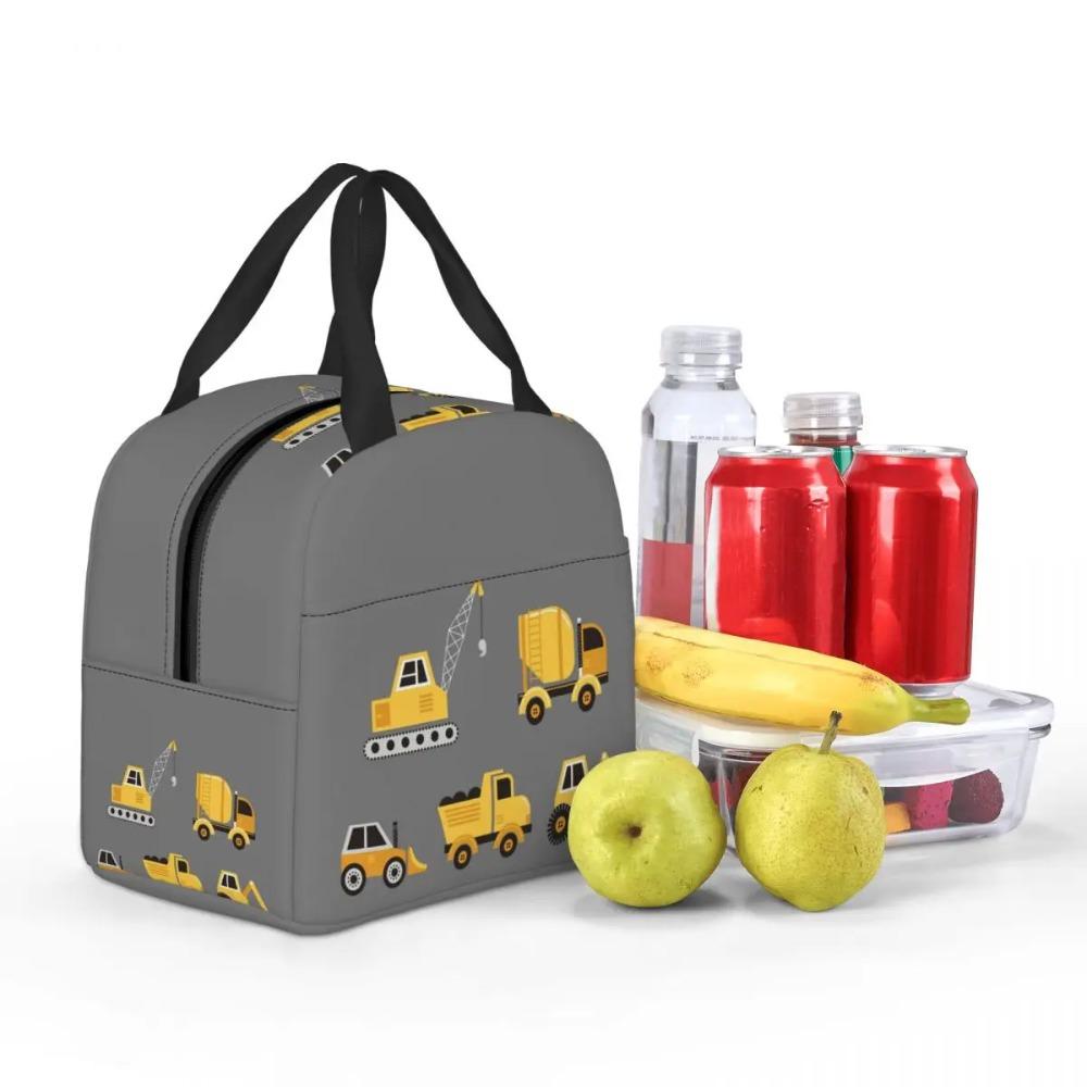 Cartoon Truck Car Tractor Excavator Pattern Insulated Lunch Bag for Women Children Leakproof Food Boxes Thermal Lunch Box Tote