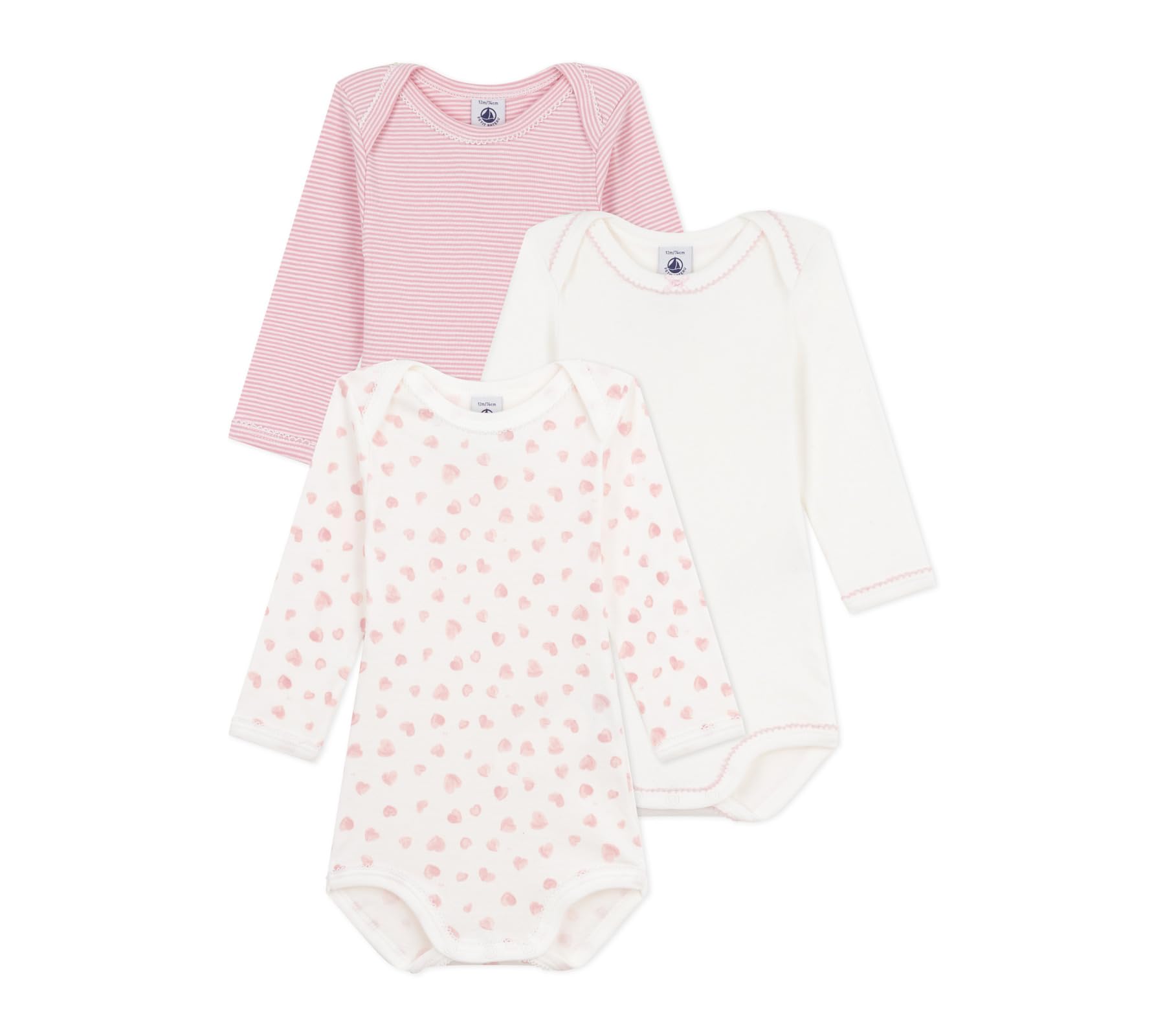 

Petit Bateau Long Sleeve Bodysuit Set Multicolor 12 74cm (3-Piece Set), A0EED, 1, Months,