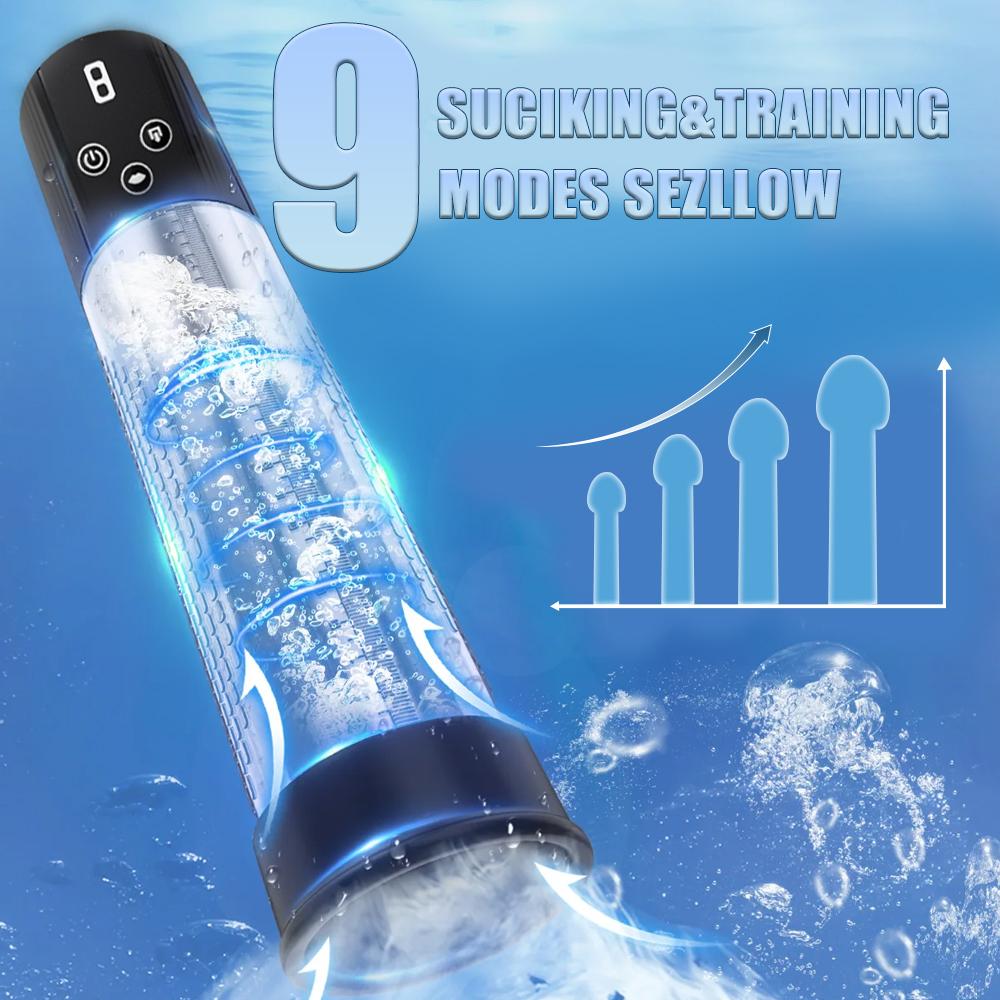 Electric Penis Pump Adult Male Sex Toys Dick Enlarger With 9 Suction Intensities Male Masturbators With Penis Enlargement Tool