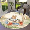 Easter Bunny Picnic Custom Name Round Area Rug Carpet Rug For Living Room Bedroom Sofa Playroom Decor Nonslip Floor Mat