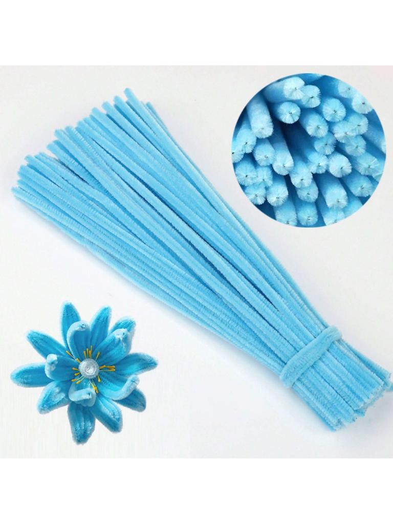 100/300 PCS 6 Colors Gradient Blue Pipe Cleaners Chenille Stems, Pipe Cleaners Craft, Pipe Cleaners Set for DIY Art and Craft