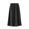 Spring 26 High-End Gray Wool Midi Skirt: High-Waisted, Draped, Elastic Knit Base