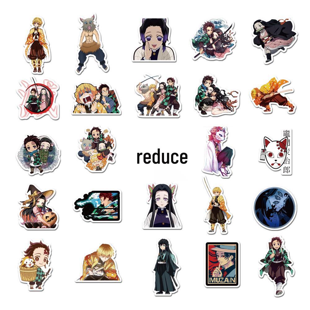 50 Pegatinas Impermeables de Anime Japonés Demon Slayer para Maleta, Portátil o Guitarra