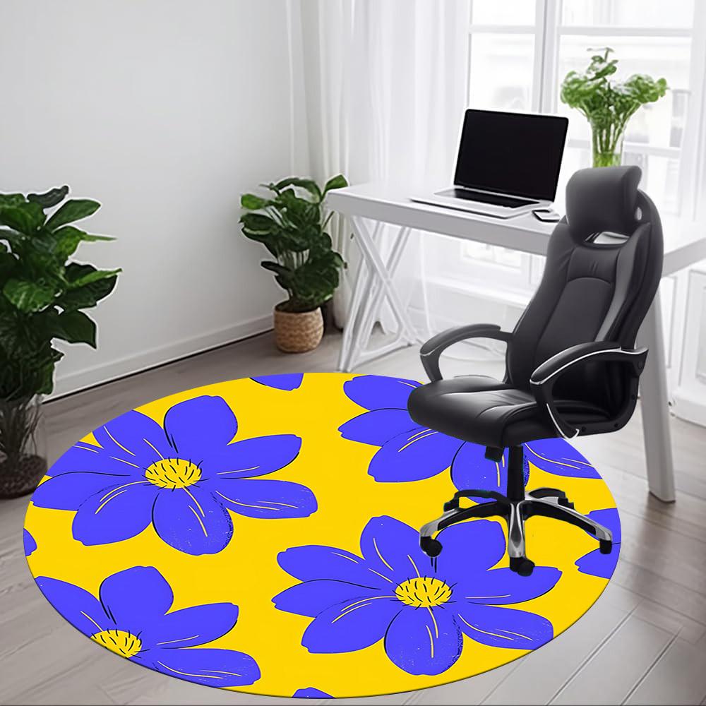 1PC Floral Pattern Chair Carpet for Office, Indoor Non-Slip Washable Carpet, Soft Comfortable Mat For Office Room yy250930079