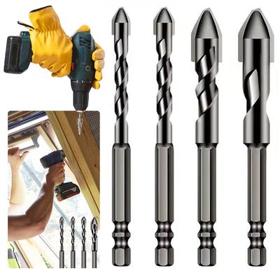 3/4 Adet Matkap Ucu Setleri 6mm/8mm/10mm/12mm Duvar Matkap Uçları Tungsten Çelik Metal Burgu Matkap Uçları Ahşap Cam Fayans Plastik için
