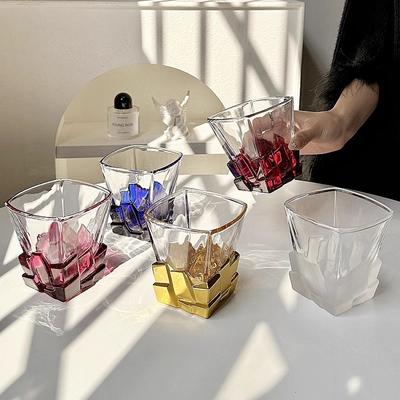 Ice Cube Design Glass Tumbler Artistic Limited Edition for Whiskey Cocktail Water Home Bar Luxury Gift
