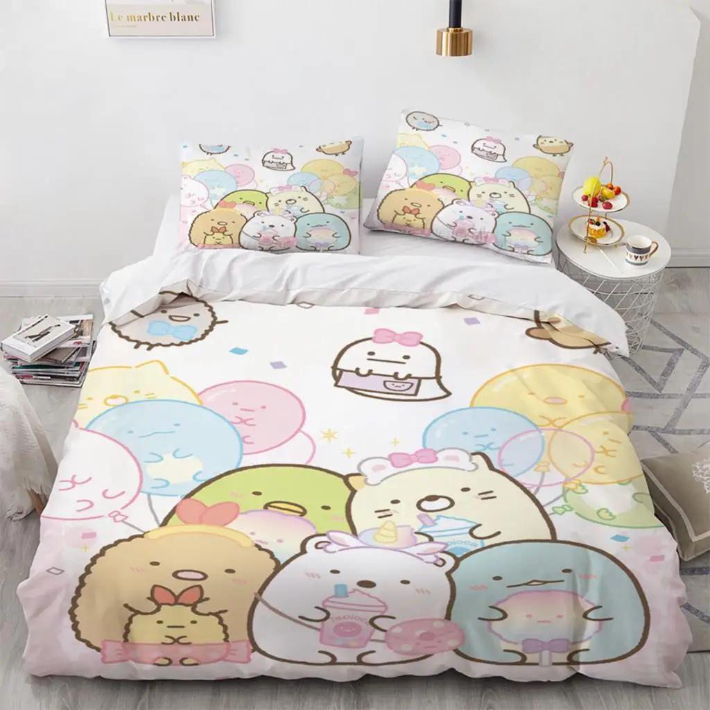 Japanese Cartoon Sumikko Gurashi Anime Bedding Set Kawaii Cute Sumikkogurashis Duvet Cover Quilt Cover Pillowcase Queen King
