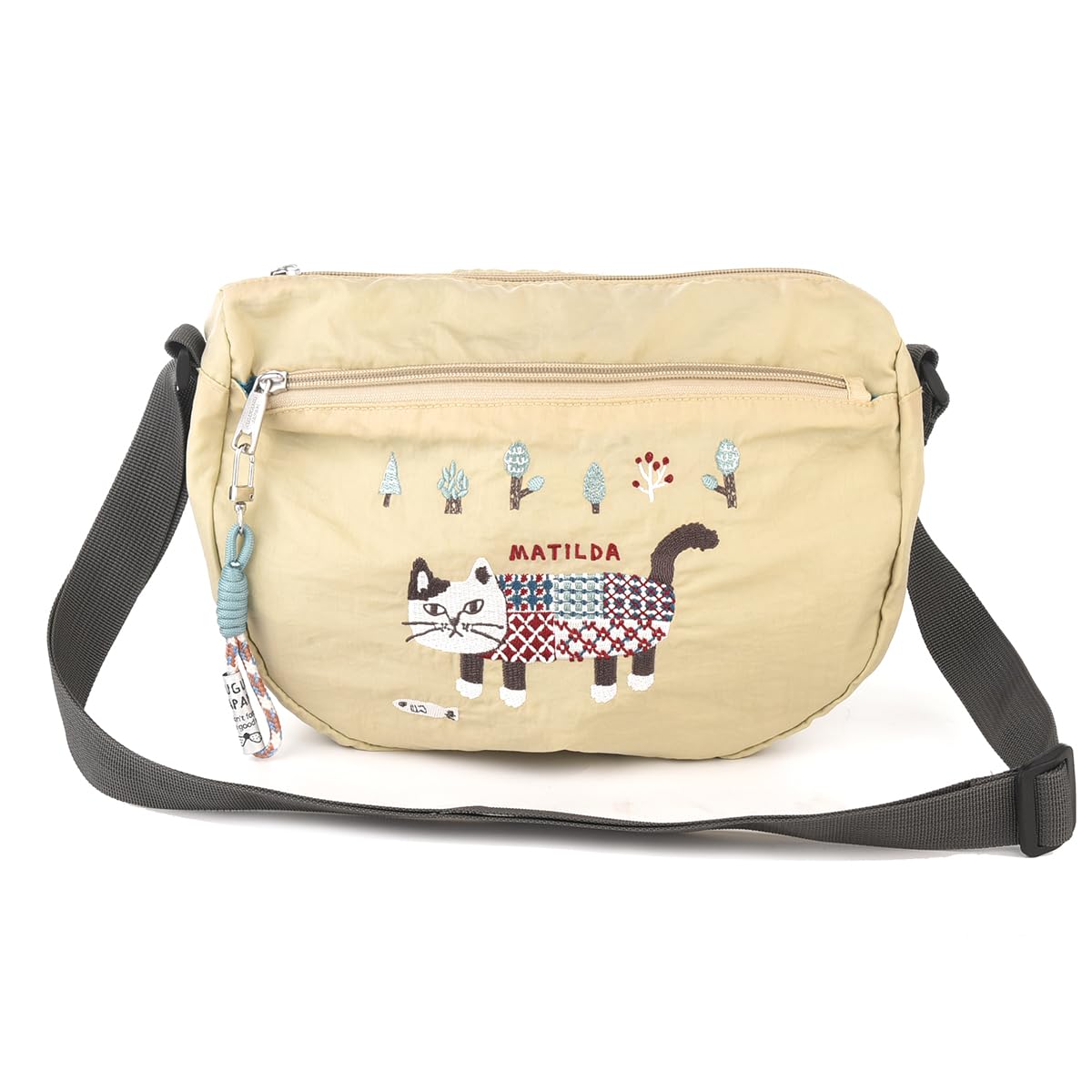 

Shoulder Embroidered Washer Shoulder Bag for Beige [Kusuguru Japan] Bag, Water-Repellent Women, BK219-2, бежевий