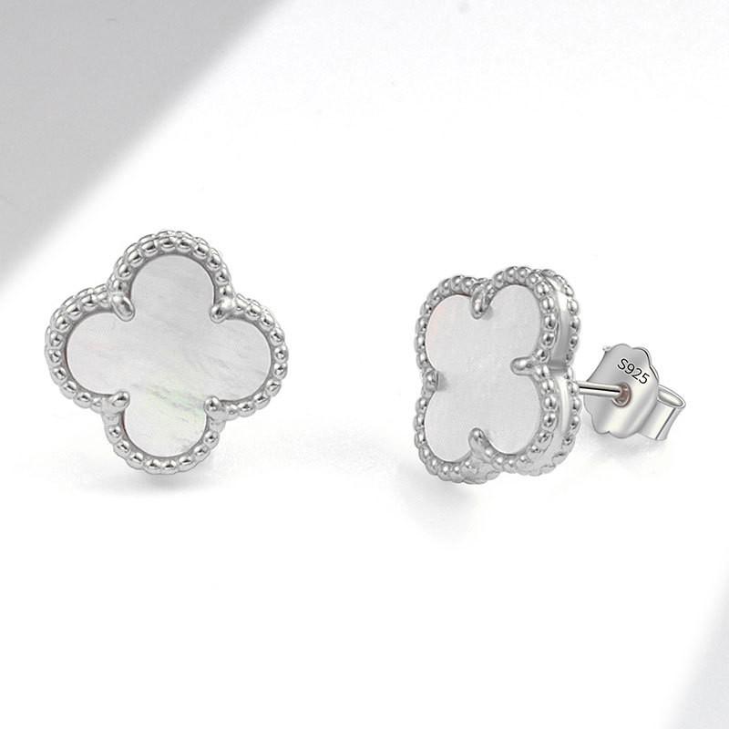 Womens Four Leaf Clover Earrings 18K Gold Plated Red Agate Luxury Fashion Jewelry