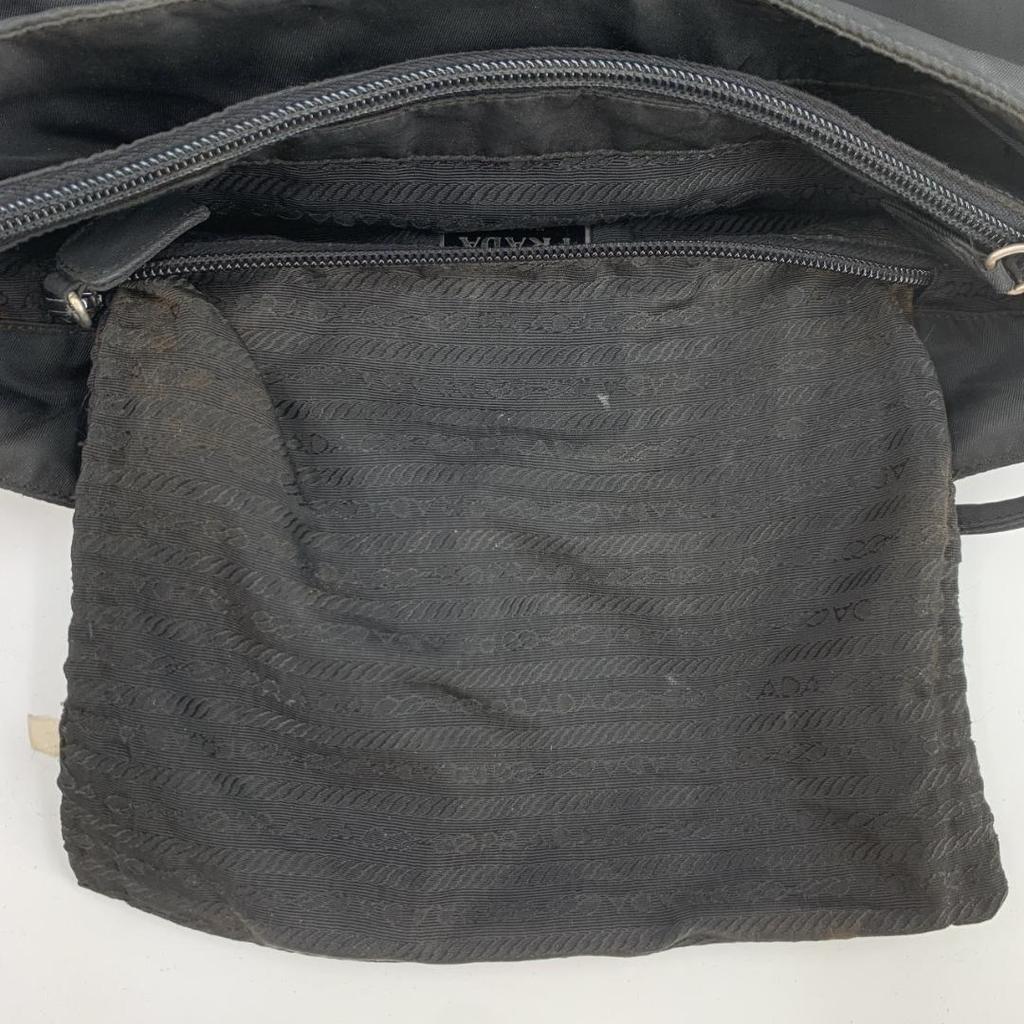 PRADA Tessuto Nylon Handbag Tote Bag Semi One Shoulder Arm Black Triangle Logo Plate Women's White Tag
