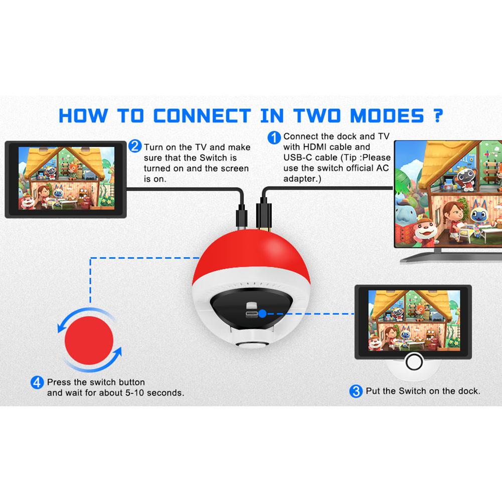 Station d'accueil TV Switch pour Nintendo Switch Adaptateur portable compatible HDMI Support de conversion de base de chargement multifonctionnel