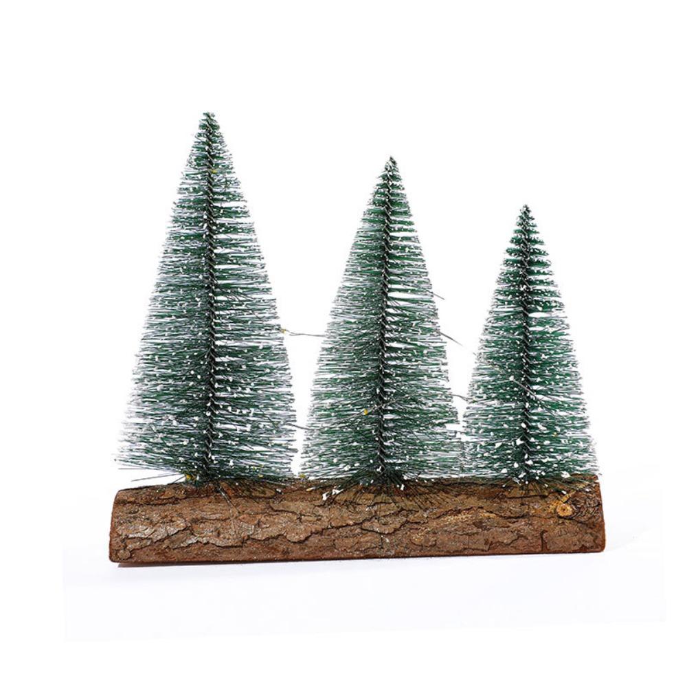 Mini Christmas Tree Ornament With Light Micro Landscape Model Crafts Snow Pine Tree  Kids