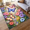 Colorful Butterflies and Floral Paradise Non-slip Rug Suitable for Living Room and Bedroom Sofas