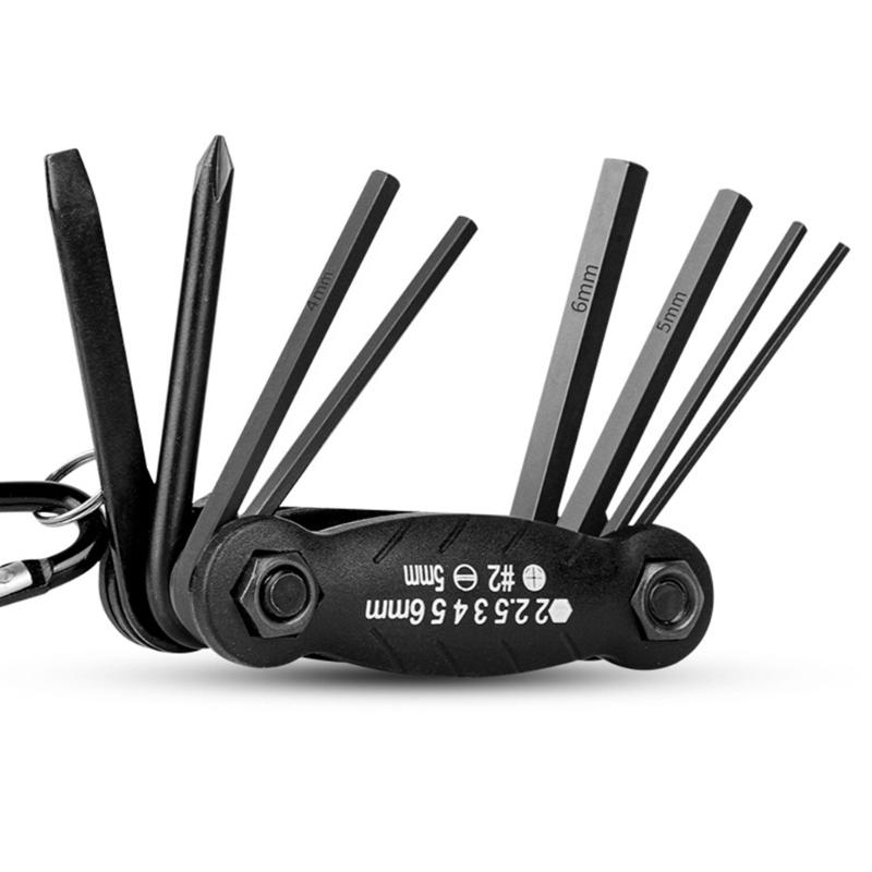 8 In 1 Multi-Function Bike Repair Tool Folding Metric Repair Tool Portable Socket Wrench Portable Bike Essential Tool