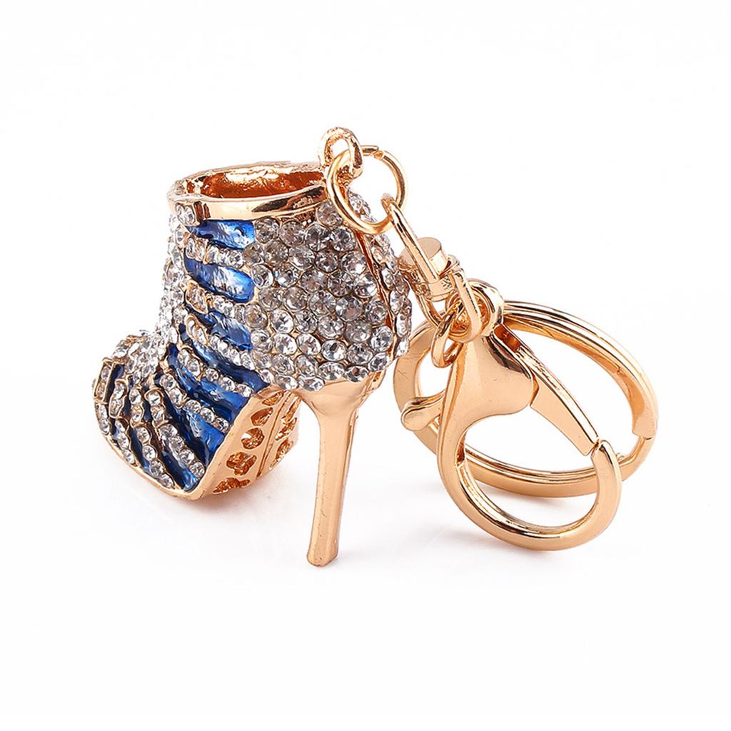 New Crystal Shoe High Heel Pendent Rhinestone Key Purse Bag Keyring Chain Gift