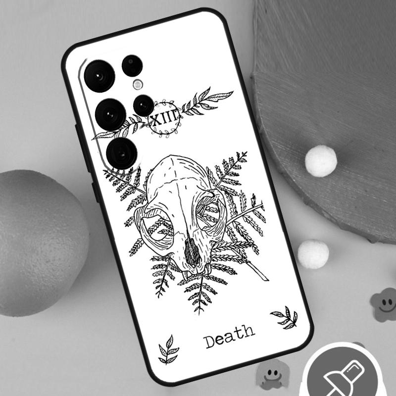 Death Tarot Cat Phone Case For Samsung Galaxy S25 Ultra S24 S22 S21 Ultra S9 S10 S20 Plus S23 FE Funda Cover