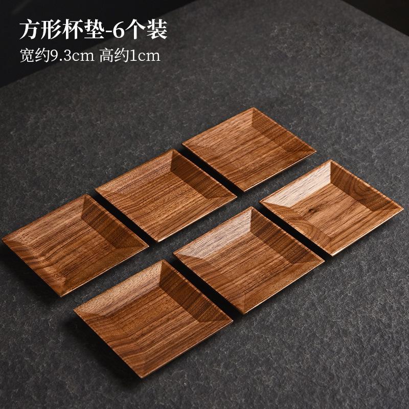 1/6pc Handamde Walnut Wood Coasters Creative For Coffee Cups Household Anti-scald Placemats Tieguanyin Chinese Teaset Decoration