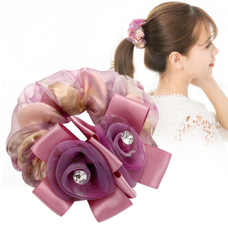 Korean Style Flower Hair Band Organza Circle Headband High-end Fabric Hair Accessories Rubber Band Female Headband Accessories