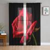 Pink Red White Rose Sheer Curtain for Living Room Voile for Window Blinds Bedroom Tulle Drape Kitchen Cortinas Hall Curtains