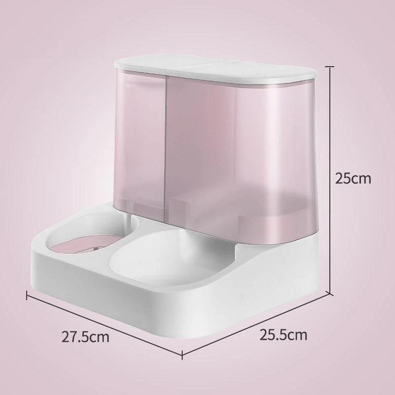 

Диспенсер для кошачьего корма большой вместимости Автоматическая поилка для питья Кошки Автоматические кормушки Разделение влажного и сухого Контейнер для корма для собак 27.5x25.5x25cm розовый