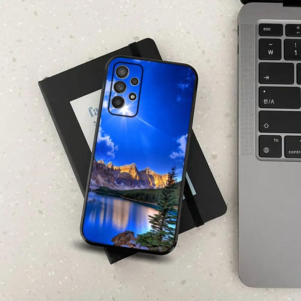 Waterfall nature Trees ship Phone Case For Samsung Galaxy A13,A21s,A22,A31,A32,A52,A53,A71,A80,A91 Soft Black Cover