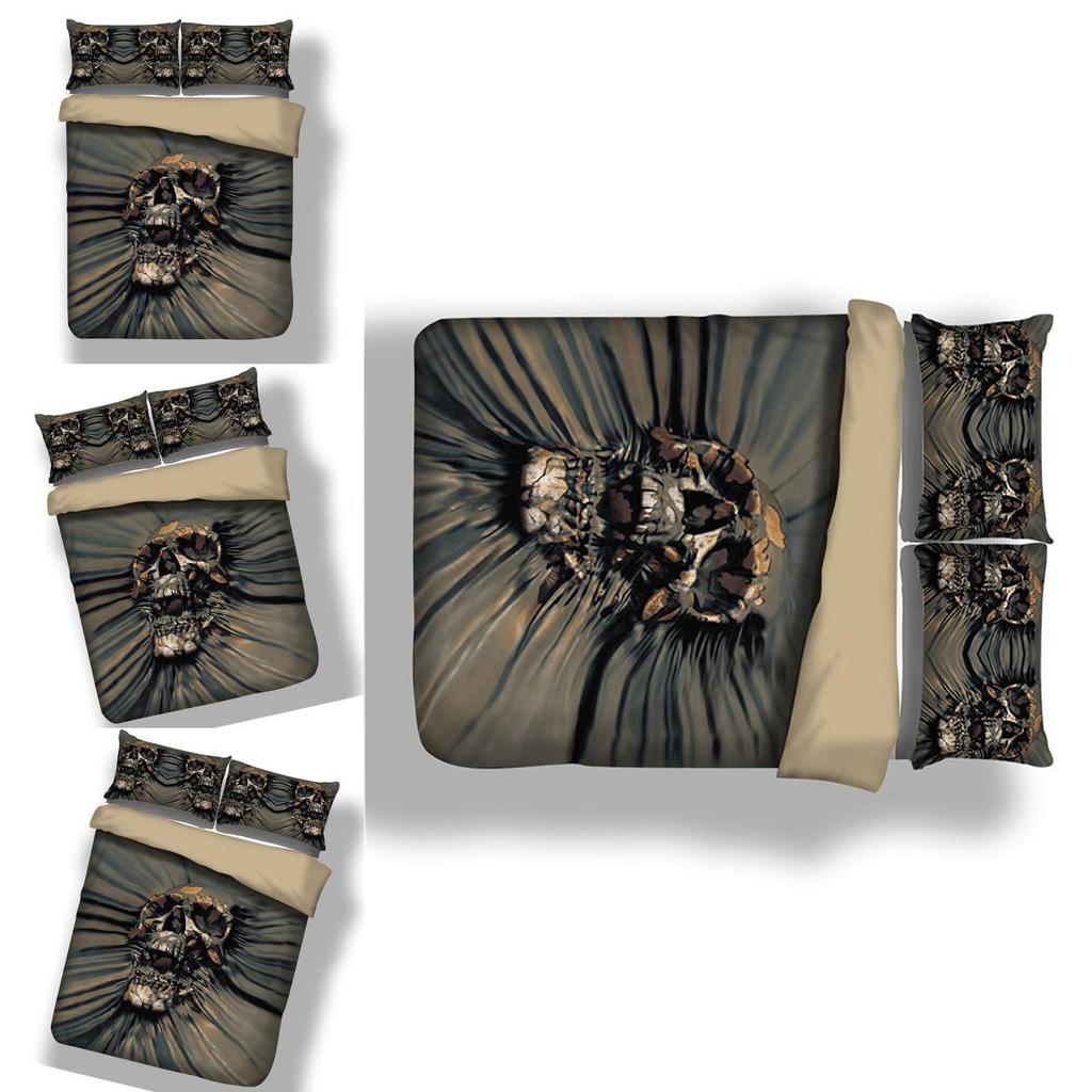 Premium Skull 3d Duvet Quilt Cover With Pillow Case Reversible Bedding Set For Unique Decor