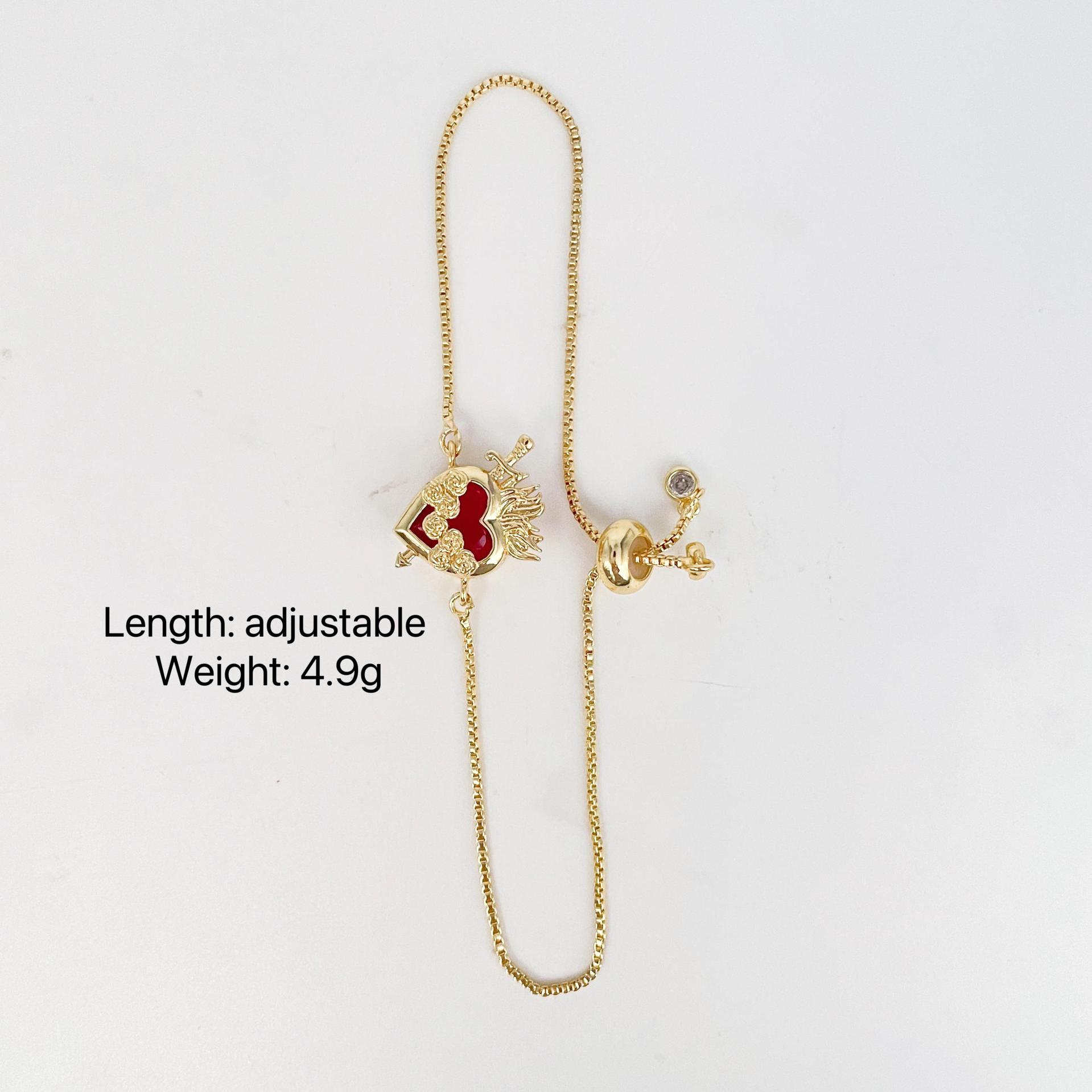 

Браслет Червоне Серце з Мікро-Інкрустацією Цирконами Жіночий Нішевий Дизайн Регульований Темпераментний Легкий Розкішний Браслет