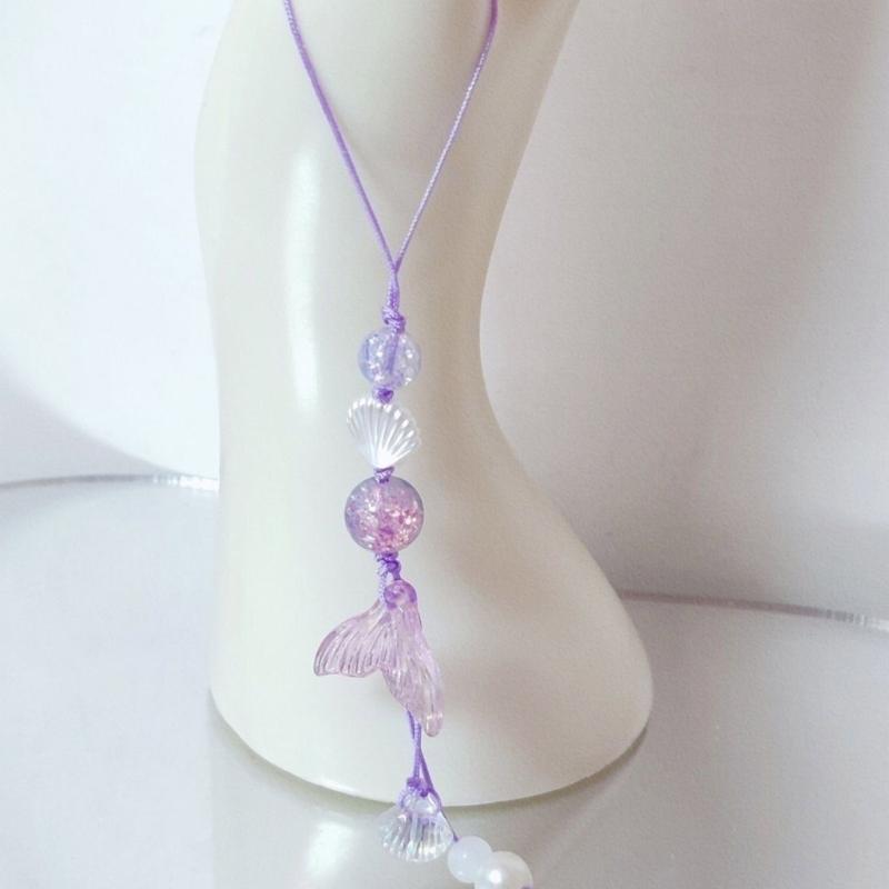 Fashion Fish Tail Shell Bead Pendant Phone Straps Lanyard Pocket Keychain Strap Backpack Charm Car Key Decoration Chain