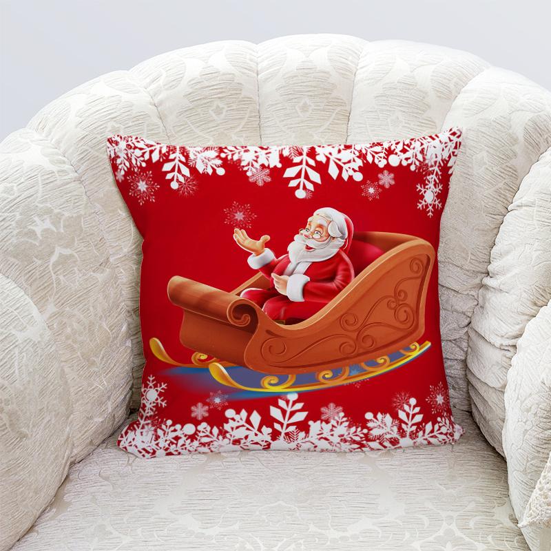 Happy New Year Christmas decorations printed cushion cover home living room sofa decoration pillowcase 45x45cm