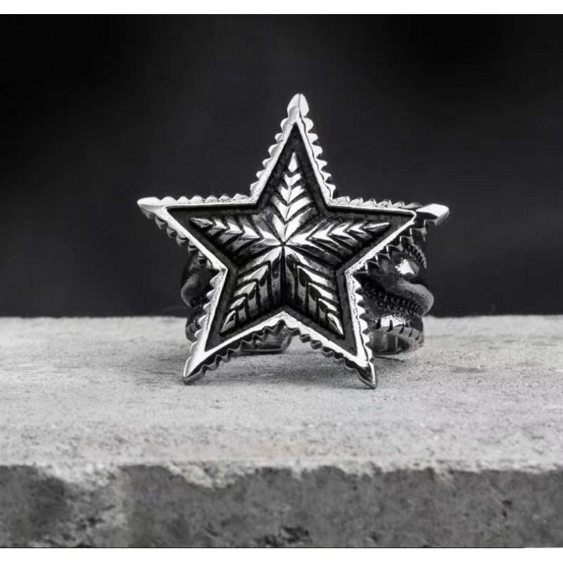 Adjustable Open Ring Men Women Punk Rock Star Sign Geometry Statement Finger Plated Vintage Style