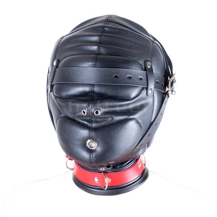 Leather Sexy Mask  Adjustable Strap Character Party with Fake Penile Full Package Binding Couple Game Mask Flirting Hat 18+