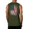 Men's Sleeveless Muscle Tank Top with Letter Print and Flag Pattern Casual Crew Neck Gym Shirt