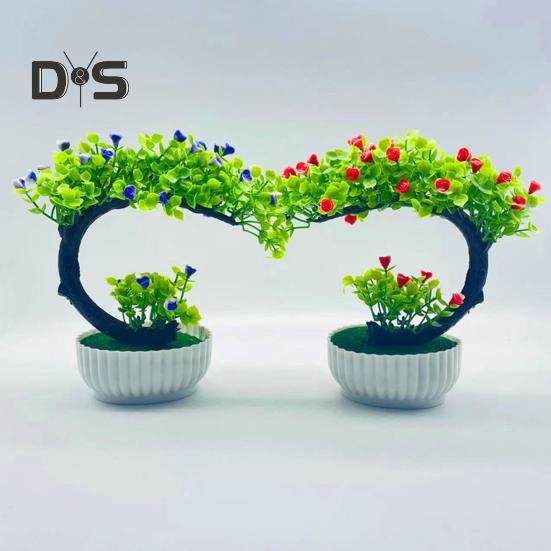 Artificial Flower Plastic Fake Bonsai Romantic No Watering Beautiful Bonsai with Pot Garden Supplies