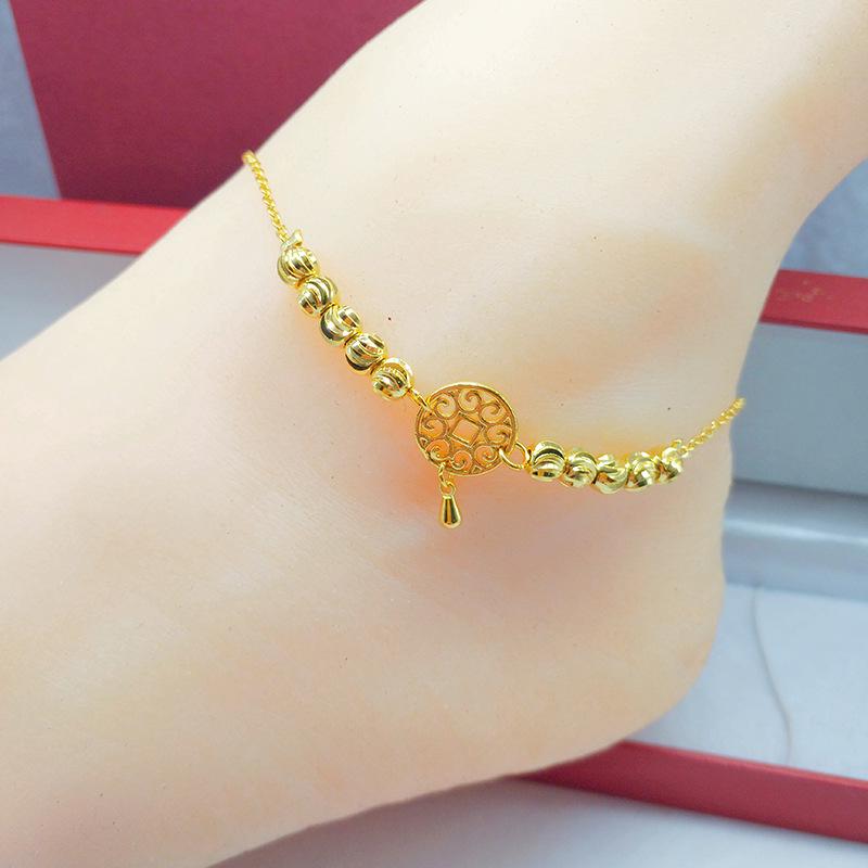 Vietnamese Gold-Plated Bead Anklet - Women's Korean Fashion Jewelry
