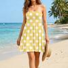 Women Sleeveless Strapless Tube Dress Polka Dot Print Casual Summer Mini Dress Elastic Smocked Bodice Flared Skirt