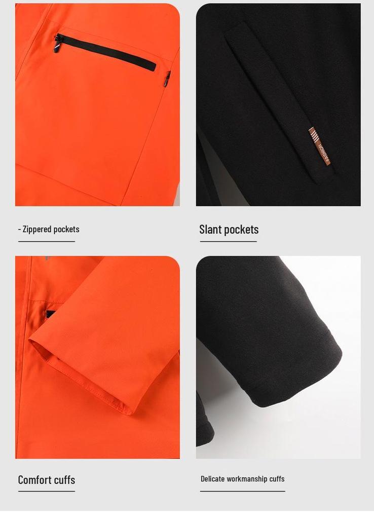 Unisex Mountain Three-in-One Waterproof Windproof Hooded Jacket - Perfect for Couples and Groups