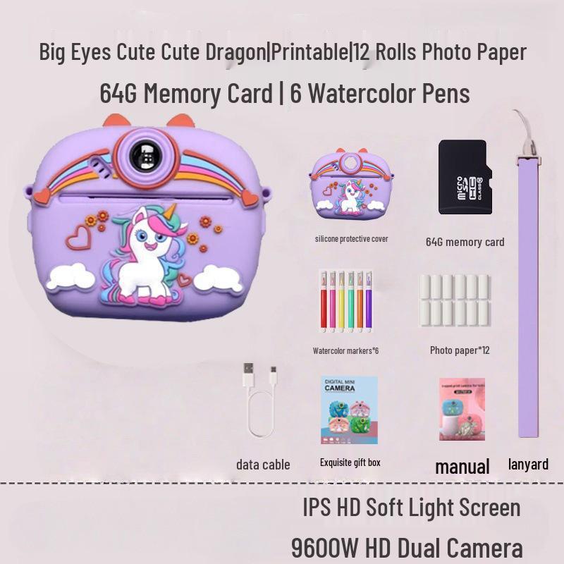 Children's Instant Print Camera: Capture Photos & Videos, Ideal Toy Gift for Girls Z13